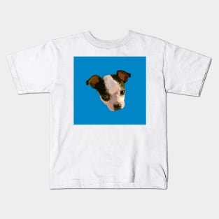 Cute Puppy Face Drawing in Blue Kids T-Shirt